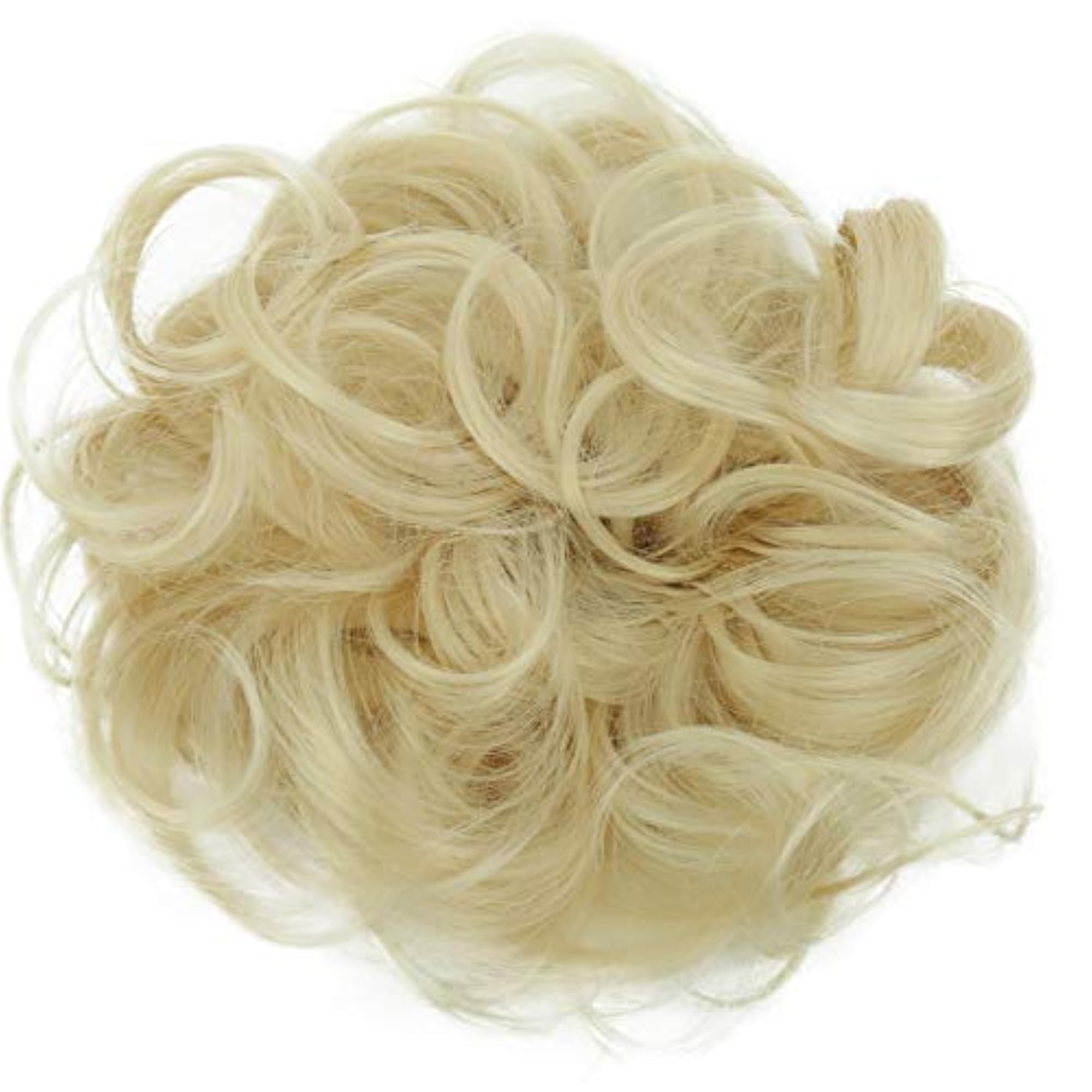 Bleach Blond Curly Messy Bun Hairpiece